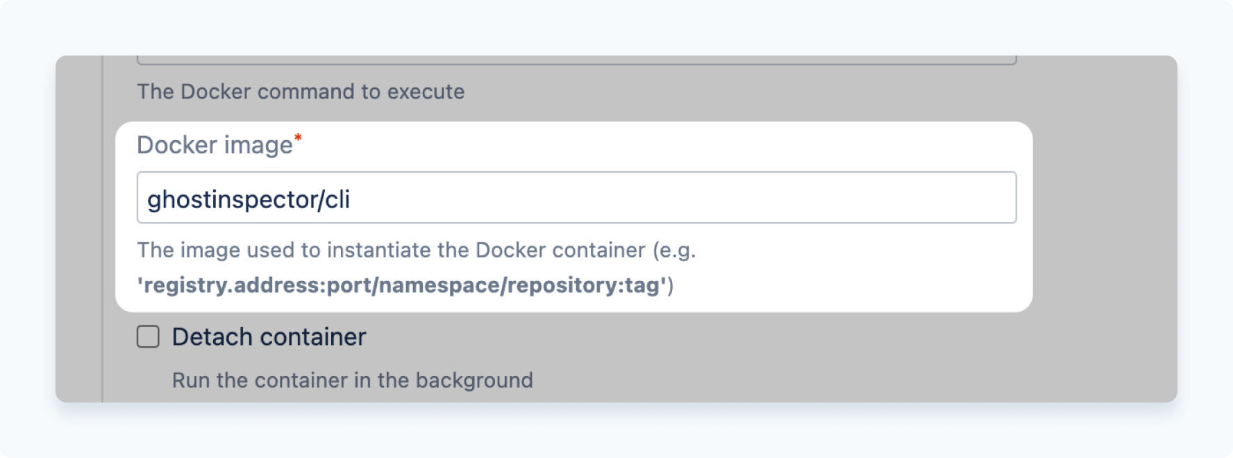 Set the Docker image to run