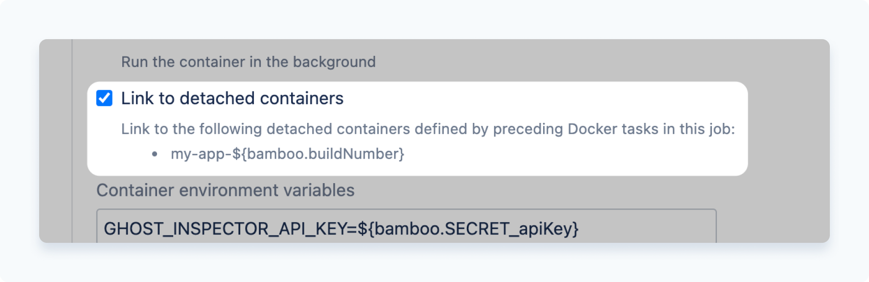 Select link to detached containers