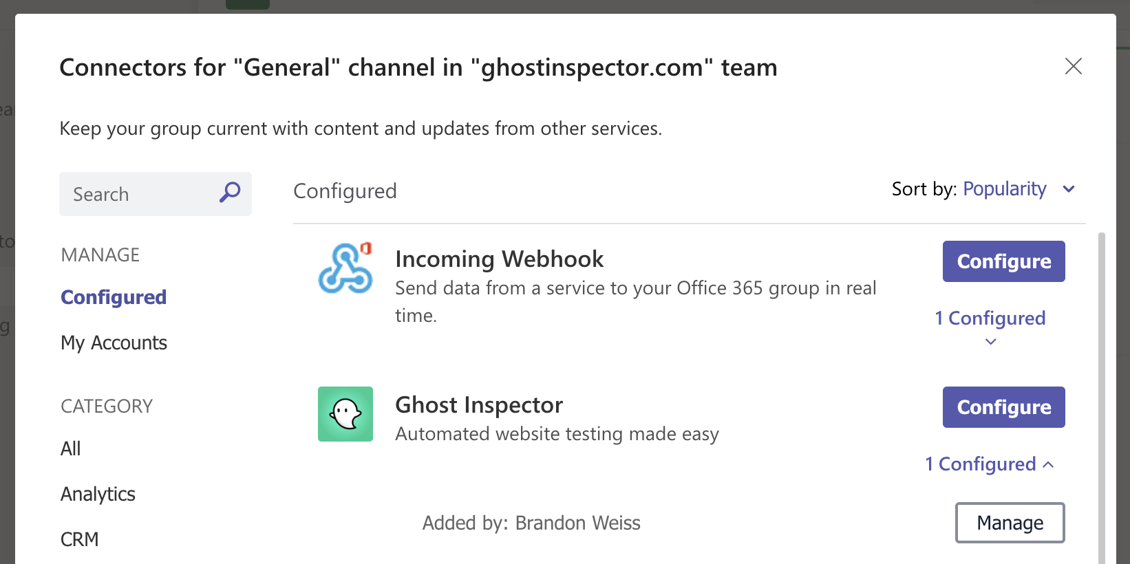 Microsoft Teams: Managing Ghost Inspector Connectors