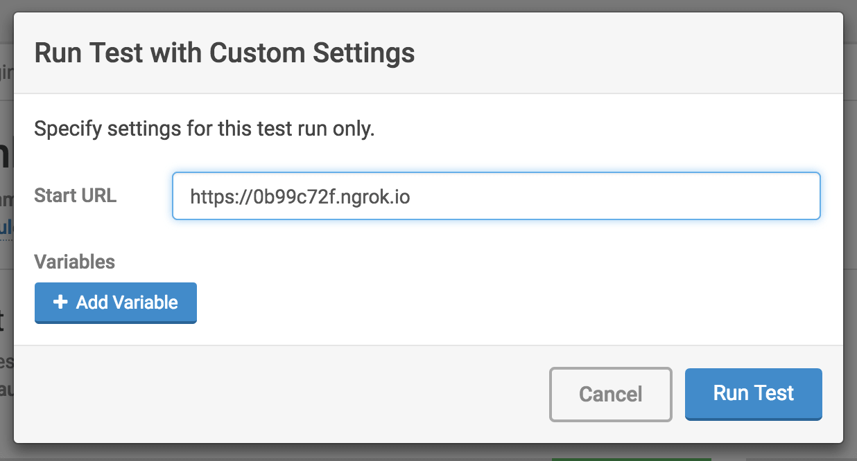 Run Test with Custom Settings…