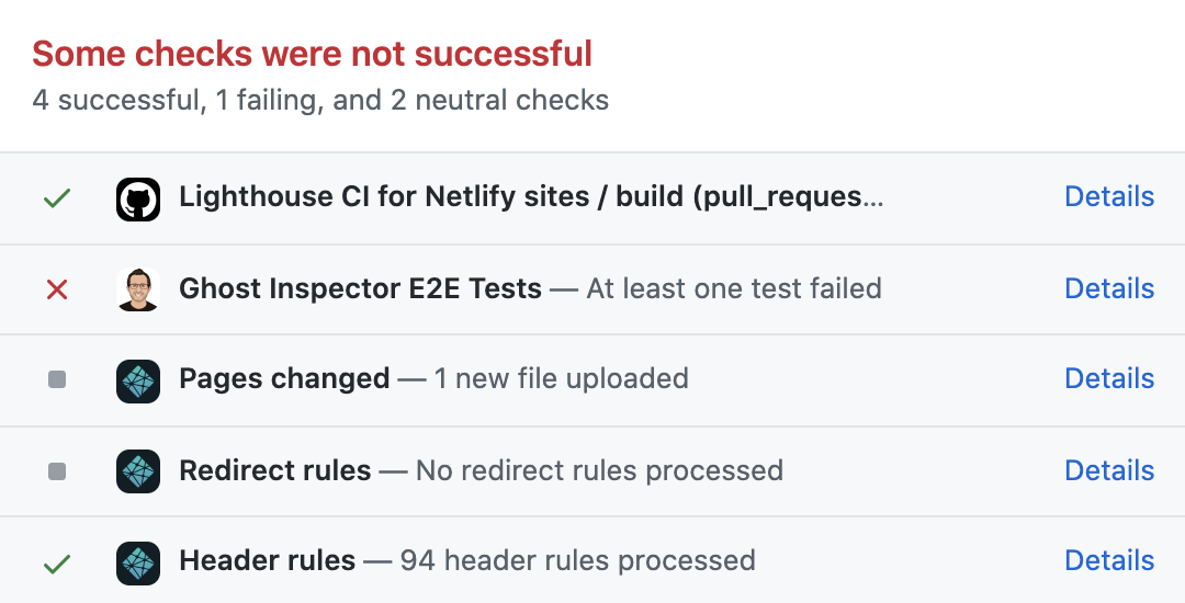 GitHub fail status