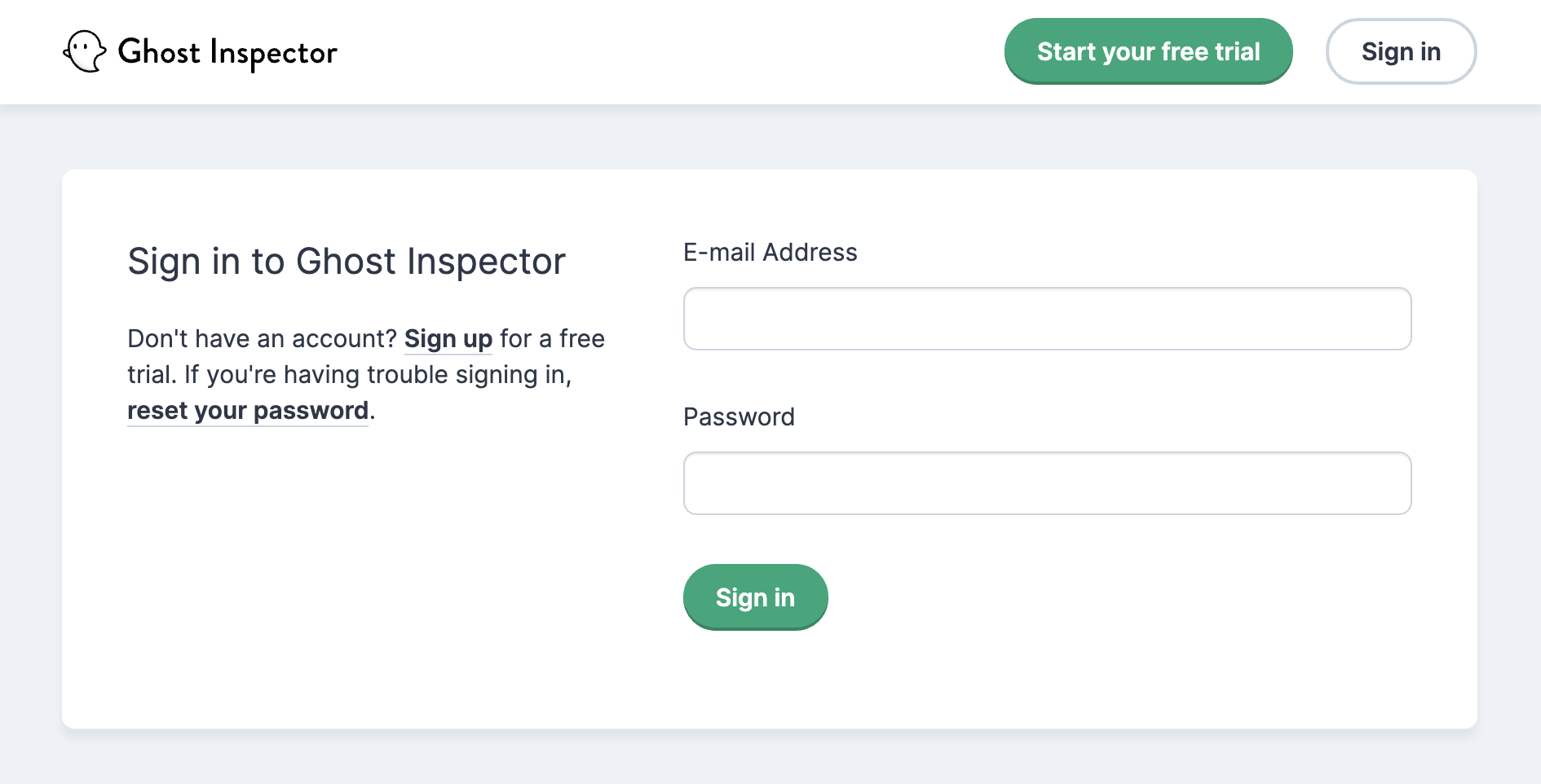 Log into Ghost Inspector