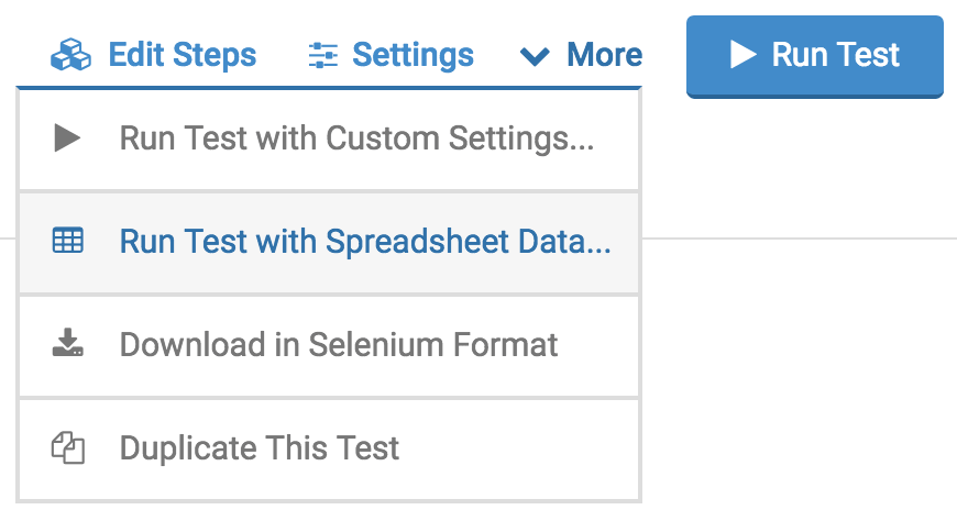 Run Test with Spreadsheet Data…