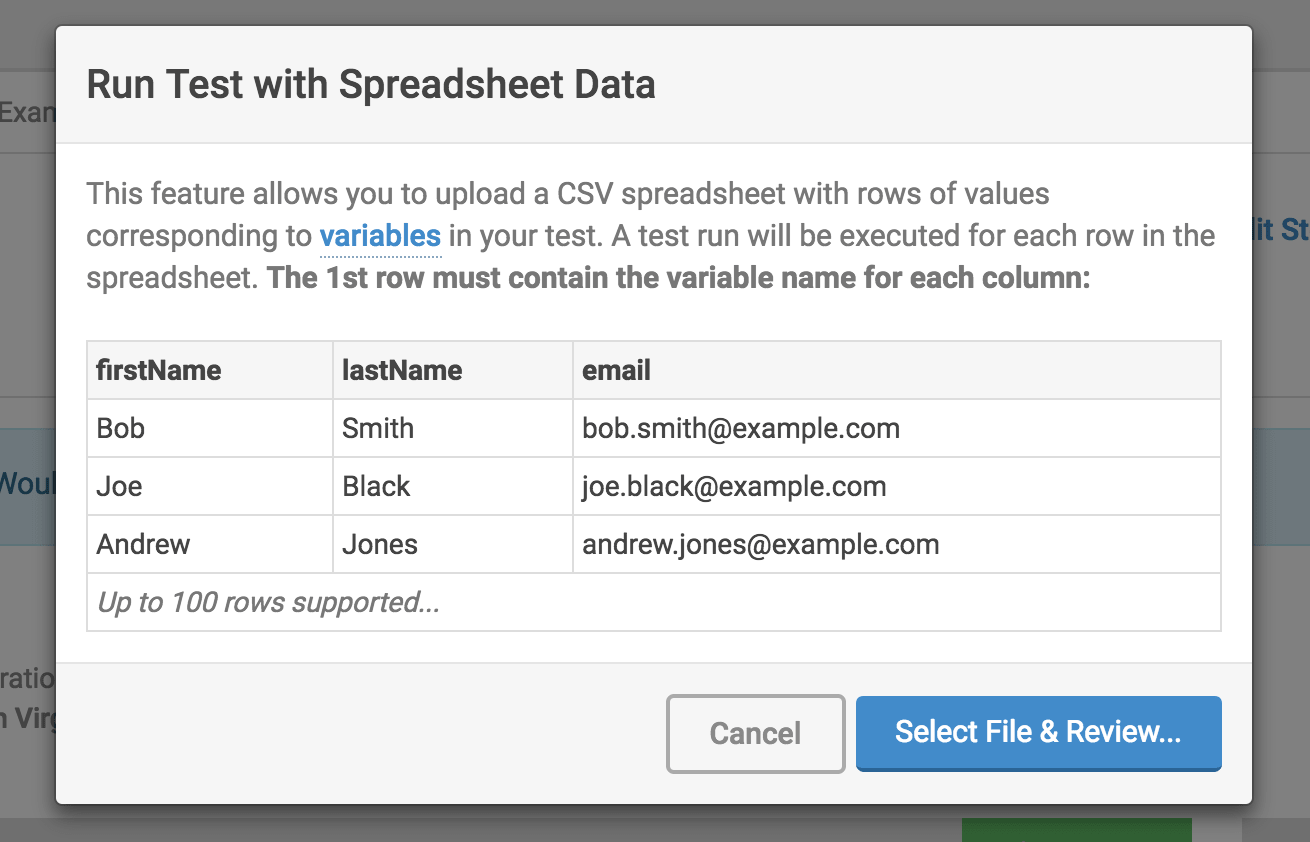 Instructions for formatting spreadsheet data