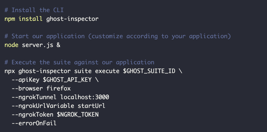 ngrok tunneling with ghost inspector