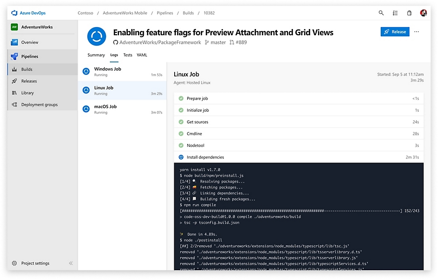 Azure DevOps Pipelines enables continuos building and deployment