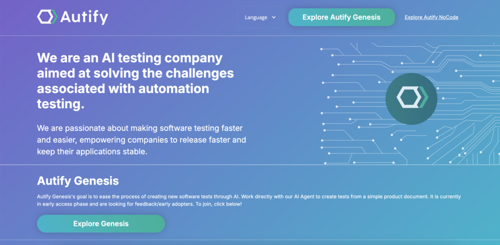 Autify homepage