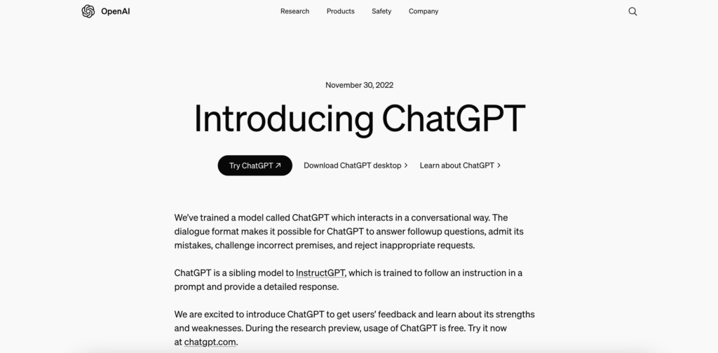 ChatGPT homepage