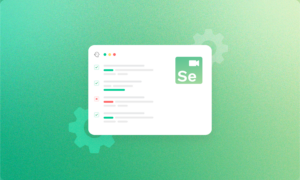 Selenium IDE avatar inside a tab on a green background