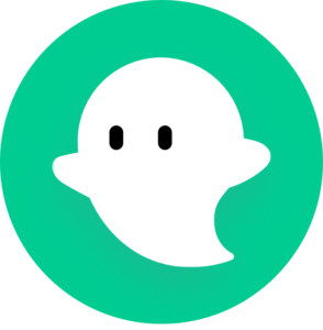 Ghostie icon on top of green circle